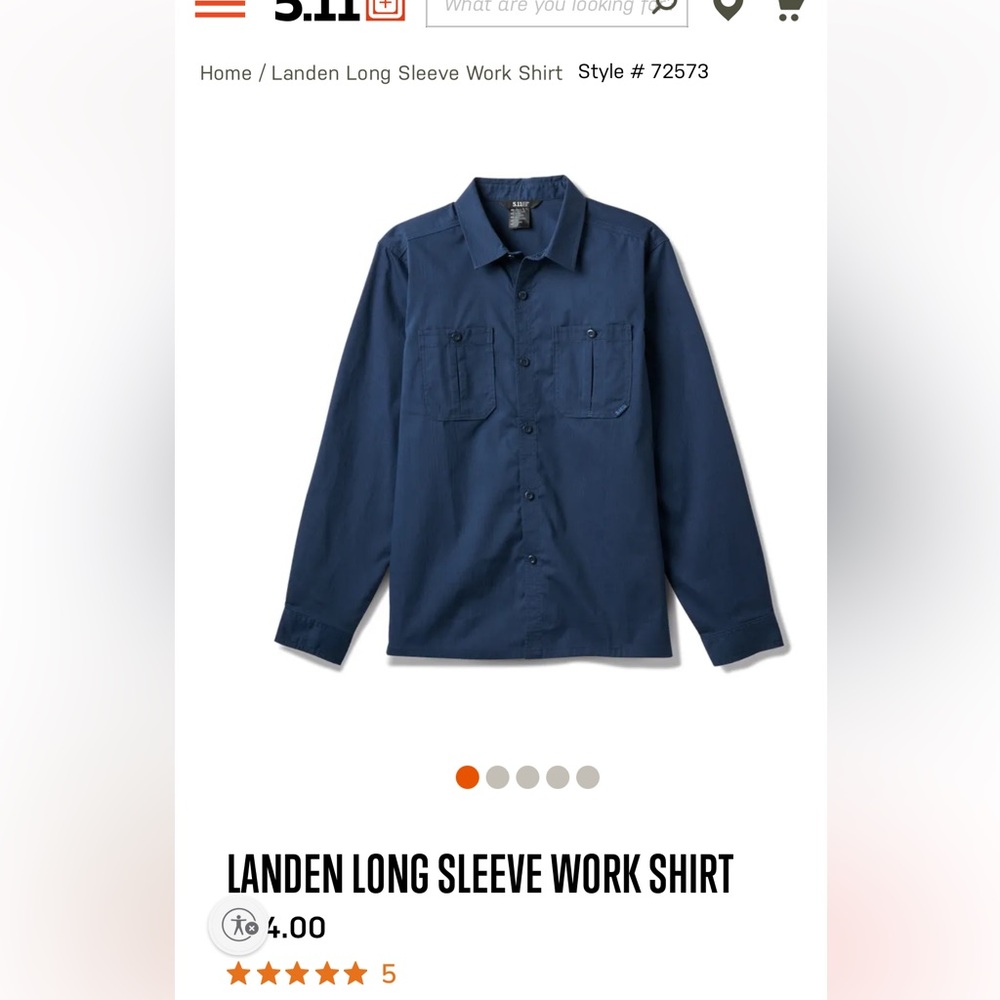 5.11 Tactical Long Sleeve Button Down Shirt 100% Cotton Cavas Men's EXTRA LARGE